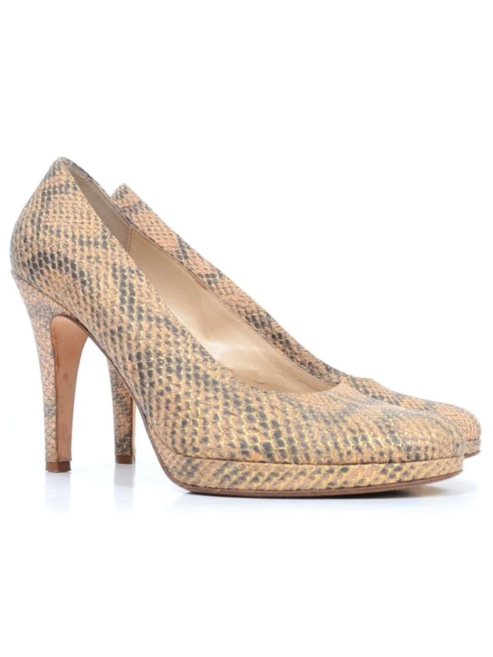 Julie Lopez Snakeskin Italian Leather Women's 9B Career Pumps Shoes Heels